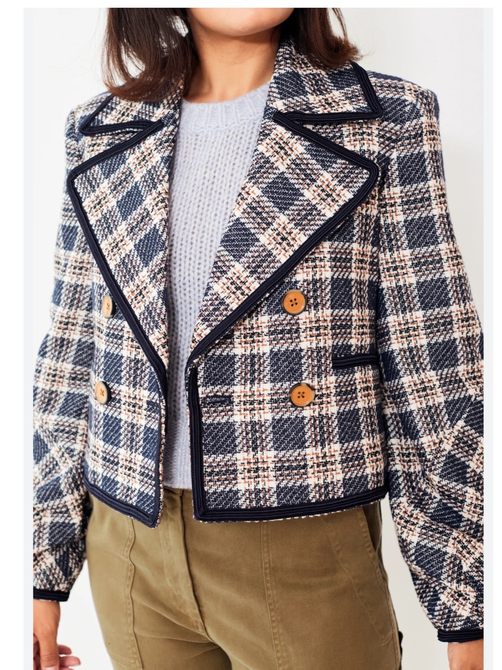 Veronica Beard Rise Plaid Cropped Jacket NWOT
